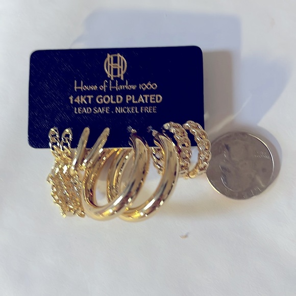 House of Harlow 1960 3 sets of hoops. 14KT Gold Plated. New with box. - Picture 6 of 6